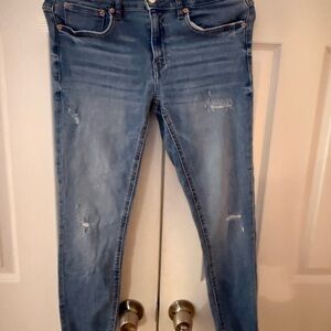 Zara Light Blue Distressed Skinny Jeans